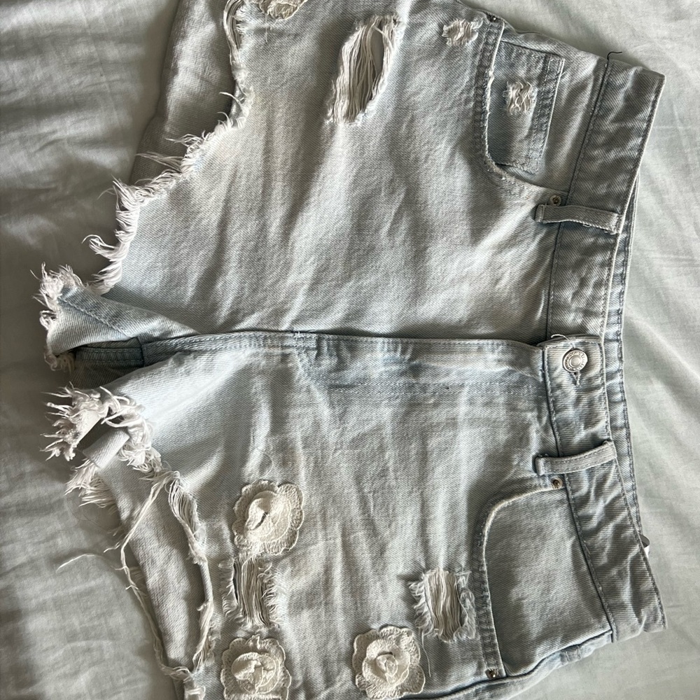 Bershka Light Blue Denim Shorts